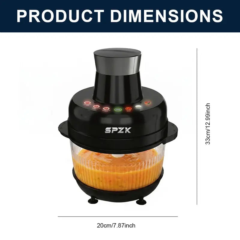 SPZK 500W Full-Size Food Processor - US Registered Professional Kitchen Appliance, 5QT Capacity, Auto Presets (Meat Grinder, Vegetable Chopper, Dough Kneading), 6 Precision Modes, Glass Bowl, 5 Qt Capacity