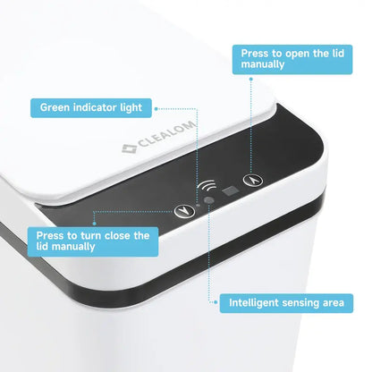 Automatic Touchless Infrared Smart Bin - 2.2 Gal (12L) Slim ABS+PP Nordic Style Bin, 23.5Cm*15.5Cm*30Cm, Waterproof, Easy to Clean, Odor Control, for Bathroom, Home Care Supplies
