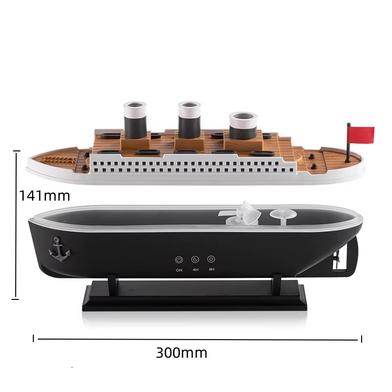 Titanic Ship Model Decoration Air Humidifier 250Ml Essential Oil Diffuser Jellyfish Smoke Ring Spray Aroma Diffuser for Home