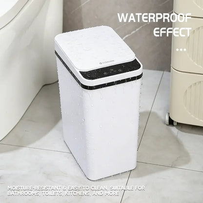 Automatic Touchless Infrared Smart Bin - 2.2 Gal (12L) Slim ABS+PP Nordic Style Bin, 23.5Cm*15.5Cm*30Cm, Waterproof, Easy to Clean, Odor Control, for Bathroom, Home Care Supplies