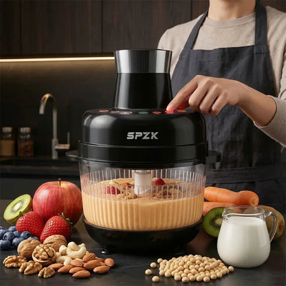 SPZK 500W Full-Size Food Processor - US Registered Professional Kitchen Appliance, 5QT Capacity, Auto Presets (Meat Grinder, Vegetable Chopper, Dough Kneading), 6 Precision Modes, Glass Bowl, 5 Qt Capacity