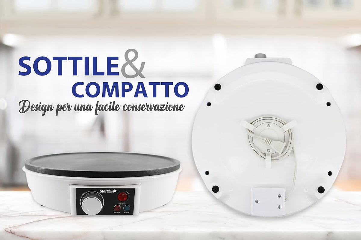 Macchinetta per Crepe Elettrica Da 30.5Cm Della  Con Spatola Di Legno - AC 220-240V 50/60Hz 1000W, Spina Del Regno Unito, Adattatore Europa Incluso