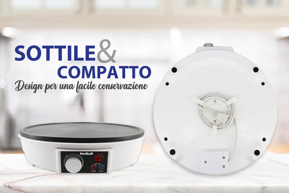 Macchinetta per Crepe Elettrica Da 30.5Cm Della  Con Spatola Di Legno - AC 220-240V 50/60Hz 1000W, Spina Del Regno Unito, Adattatore Europa Incluso