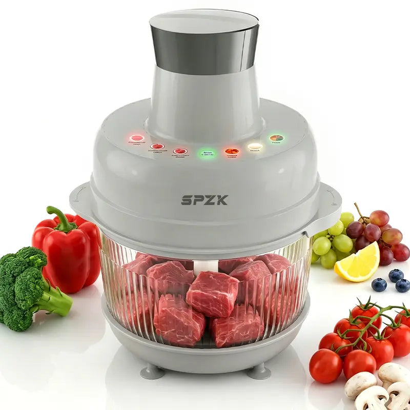 SPZK 500W Full-Size Food Processor - US Registered Professional Kitchen Appliance, 5QT Capacity, Auto Presets (Meat Grinder, Vegetable Chopper, Dough Kneading), 6 Precision Modes, Glass Bowl, 5 Qt Capacity