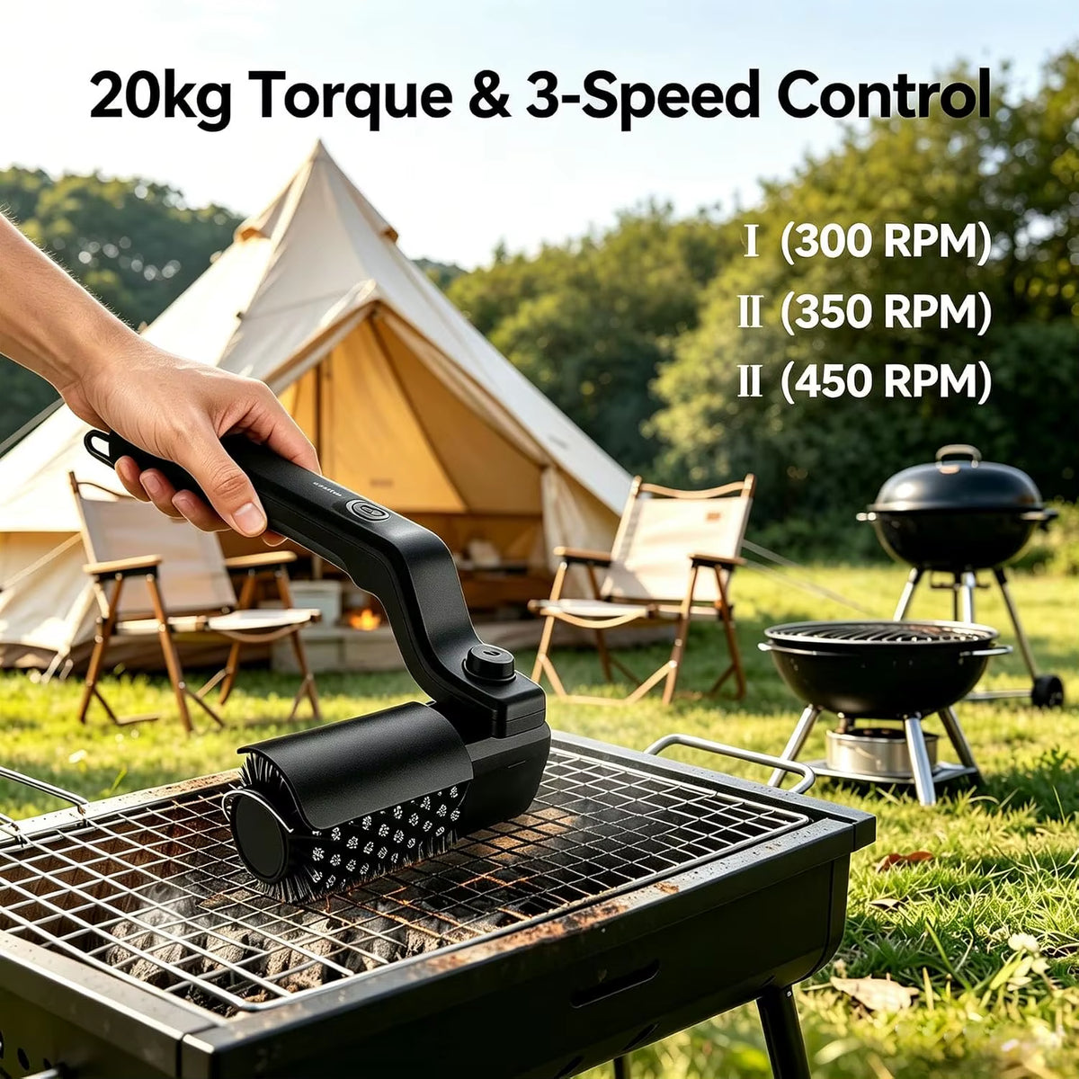 Electric Grill Brush Rechargeable Cordless BBQ Scrubber Barbecue Grates Cleaning Brush for Iron Gas Charcoal Grills