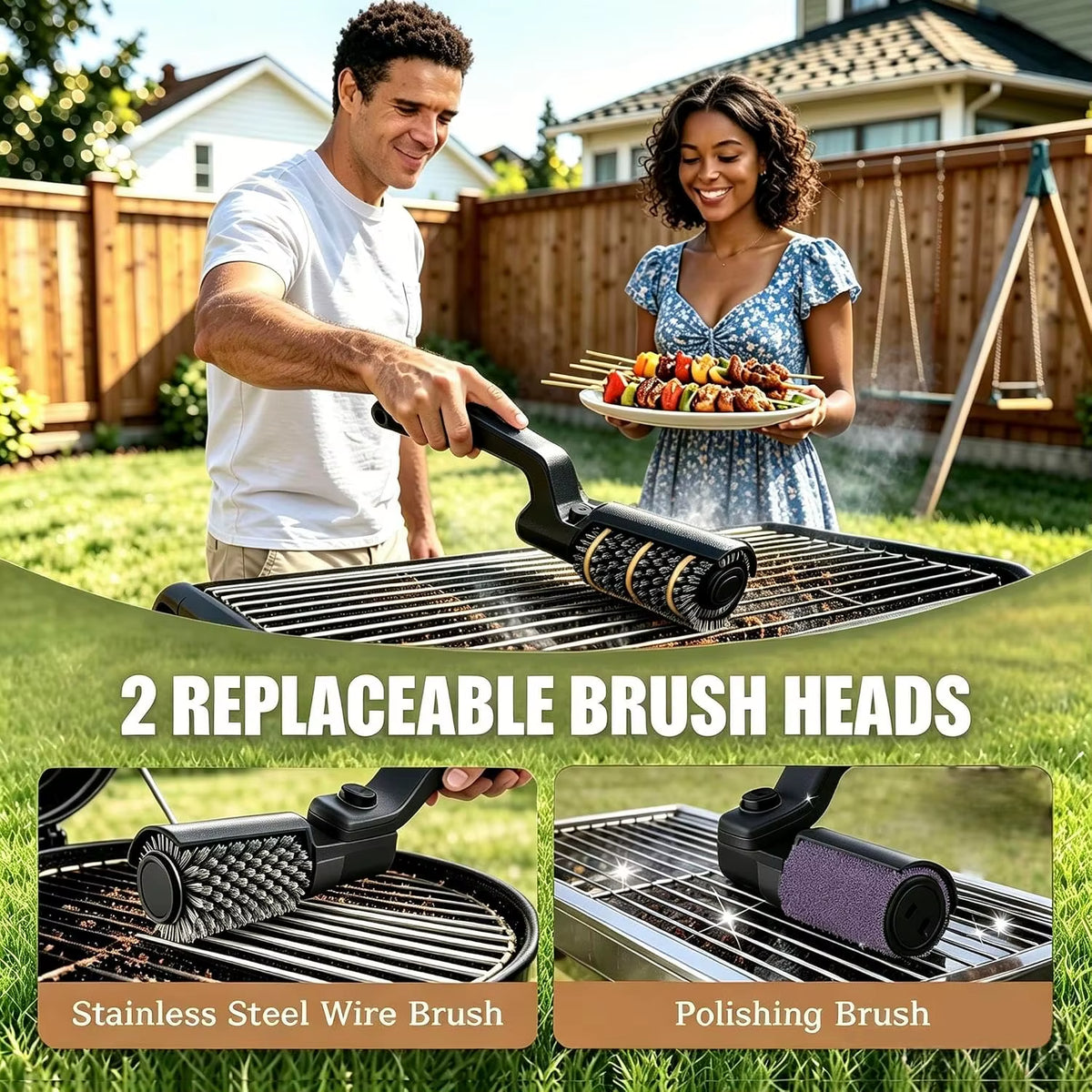 Electric Grill Brush Rechargeable Cordless BBQ Scrubber Barbecue Grates Cleaning Brush for Iron Gas Charcoal Grills