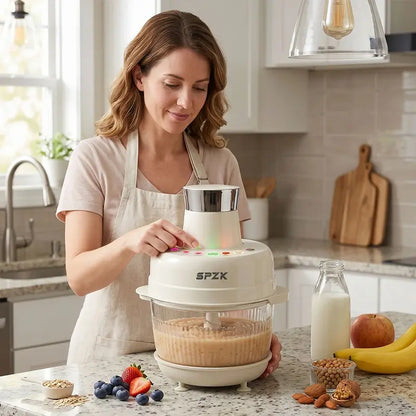 SPZK 500W Full-Size Food Processor - US Registered Professional Kitchen Appliance, 5QT Capacity, Auto Presets (Meat Grinder, Vegetable Chopper, Dough Kneading), 6 Precision Modes, Glass Bowl, 5 Qt Capacity