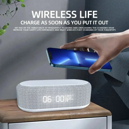 Alarm Clock Wireless Chargers Pad Phone Bedroom Lamp Night Light Desk Thermometer for Iphone 17 16 15 14 13 Fast Charging Dock