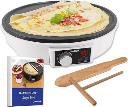Macchinetta per Crepe Elettrica Da 30.5Cm Della  Con Spatola Di Legno - AC 220-240V 50/60Hz 1000W, Spina Del Regno Unito, Adattatore Europa Incluso
