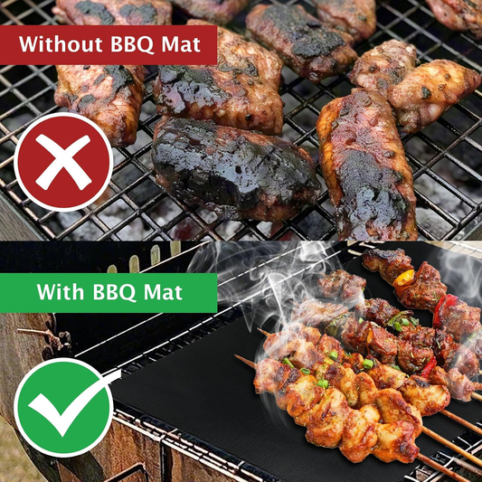 Set di 5 Tappetini Antiaderenti per Barbecue, 40x33 cm, Riutilizzabili