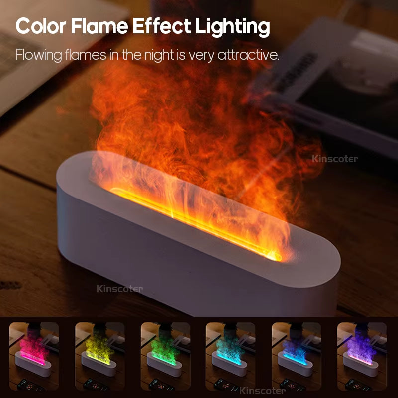 Simulation Colorful Flame Aroma Diffuser Air Humidifier Aromatherapy Essential Oil Timing Ultrasonic Cool Mist Maker Fogger