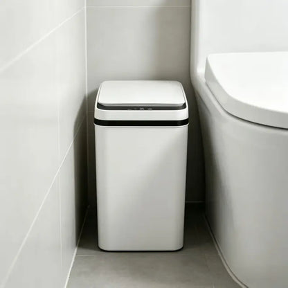 Automatic Touchless Infrared Smart Bin - 2.2 Gal (12L) Slim ABS+PP Nordic Style Bin, 23.5Cm*15.5Cm*30Cm, Waterproof, Easy to Clean, Odor Control, for Bathroom, Home Care Supplies