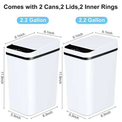Automatic Touchless Infrared Smart Bin - 2.2 Gal (12L) Slim ABS+PP Nordic Style Bin, 23.5Cm*15.5Cm*30Cm, Waterproof, Easy to Clean, Odor Control, for Bathroom, Home Care Supplies