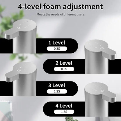 Antifingerprint Stainless Steel Automatic Dispensing Soap Dispenser, 360ML Visible Large Liquid Tank, IP67 Waterproof, Type-C Rechargeable (90-Day Runtime), Wall Mount-Countertop Dual Use, Foam/Diluted Liquid Soap Compatible, Ideal for Bathroom, Kitchen,